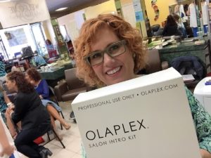 Kelly E. Anker of Kelly Elaine Inc. a curly hair salon and such Starting class on Olaplex