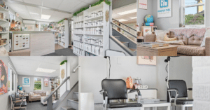 Assorted interior photos of a salon for sale in Pittsburgh, Pennsylvania.