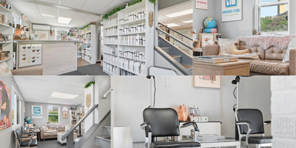 Assorted interior photos of a salon for sale in Pittsburgh, Pennsylvania.